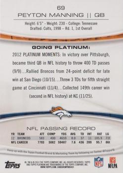 2013 Topps Platinum - Sapphire #69 Peyton Manning Back