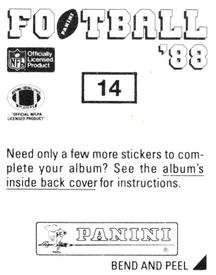 1988 Panini Stickers #14 Fred Smerlas Back