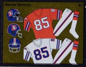 1988 Panini Stickers #61 Denver Broncos Uniform Front