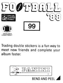 1988 Panini Stickers #99 Nick Lowery Back
