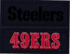 1988 Panini Stickers #175 / 405 Pittsburgh Steelers Wordmark / San Francisco 49ers Wordmark Front