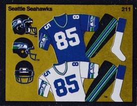 1988 Panini Stickers #211 Seattle Seahawks Uniform Front