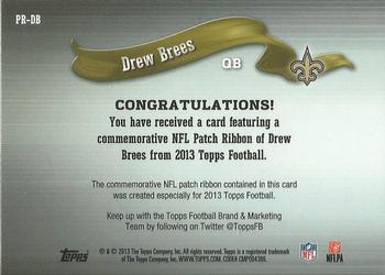 2013 Topps - Ribbons Camo NFL Logo #PR-DB Drew Brees Back