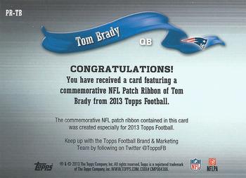 2013 Topps - Ribbons Camo Team Logo #PR-TB Tom Brady Back