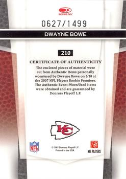 2007 Leaf Certified Materials #210 Dwayne Bowe Back