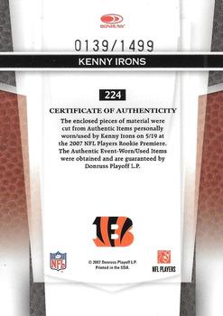2007 Leaf Certified Materials #224 Kenny Irons Back
