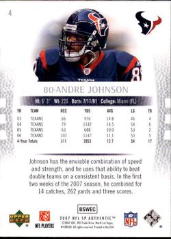 2007 SP Authentic #4 Andre Johnson Back