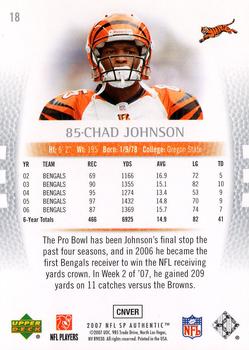 2007 SP Authentic #18 Chad Johnson Back