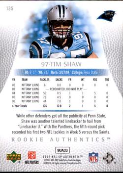 2007 SP Authentic #135 Tim Shaw Back