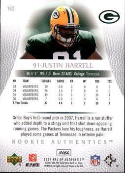 2007 SP Authentic #162 Justin Harrell Back