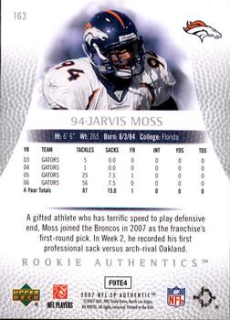 2007 SP Authentic #163 Jarvis Moss Back