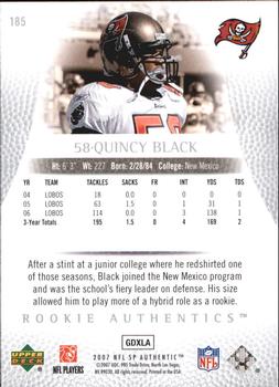 2007 SP Authentic #185 Quincy Black Back