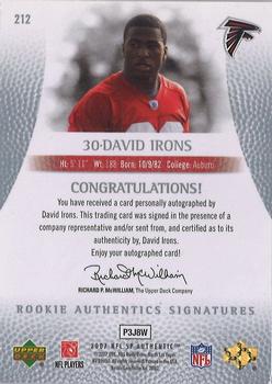 2007 SP Authentic #212 David Irons Back
