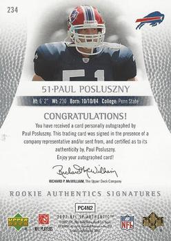 2007 SP Authentic #234 Paul Posluszny Back