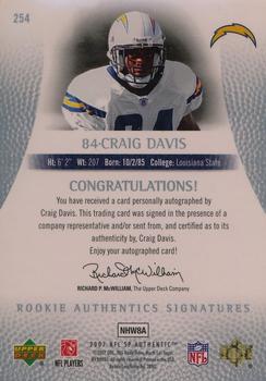 2007 SP Authentic #254 Craig Davis Back