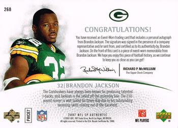 2007 SP Authentic #268 Brandon Jackson Back