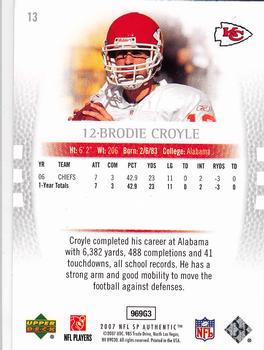 2007 SP Authentic #13 Brodie Croyle Back