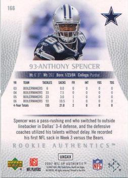 2007 SP Authentic #166 Anthony Spencer Back