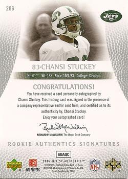 2007 SP Authentic #206 Chansi Stuckey Back