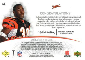 2007 SP Authentic #279 Kenny Irons Back