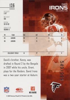 2007 Leaf Rookies & Stars #136 David Irons Back