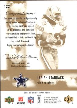 2007 SP Chirography #122 Isaiah Stanback Back