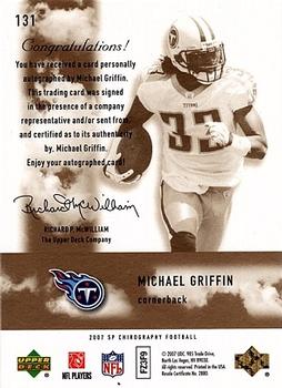 2007 SP Chirography #131 Michael Griffin Back