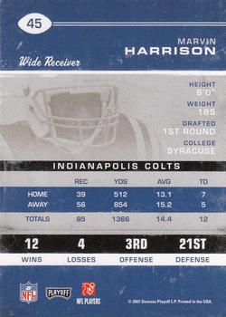 2007 Playoff Contenders #45 Marvin Harrison Back