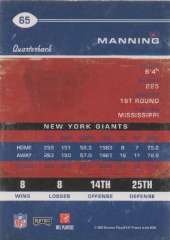 2007 Playoff Contenders #65 Eli Manning Back