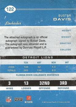2007 Playoff Contenders #122 Buster Davis Back