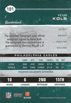 2007 Playoff Contenders #181 Kevin Kolb Back