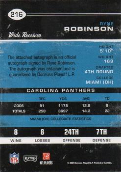 2007 Playoff Contenders #216 Ryne Robinson Back