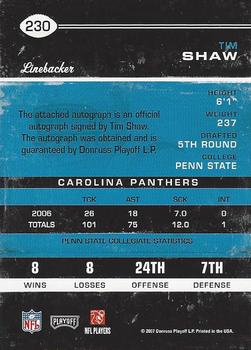 2007 Playoff Contenders #230 Tim Shaw Back