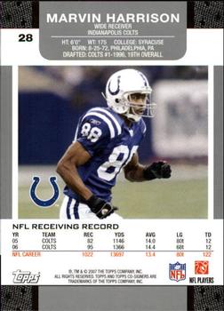 2007 Topps Co-Signers #28 Marvin Harrison Back