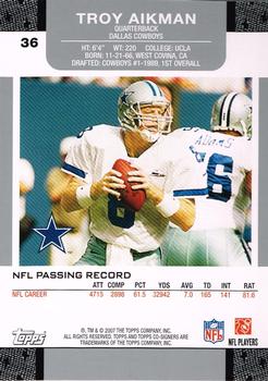 2007 Topps Co-Signers #36 Troy Aikman Back