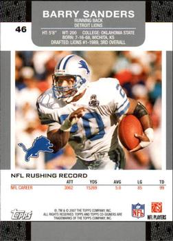 2007 Topps Co-Signers #46 Barry Sanders Back
