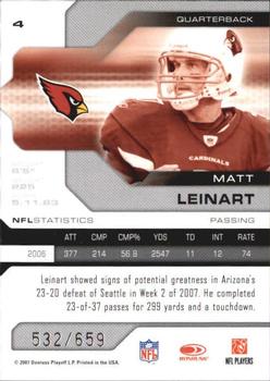 2007 Leaf Limited #4 Matt Leinart Back