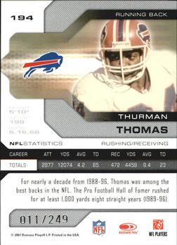2007 Leaf Limited #194 Thurman Thomas Back