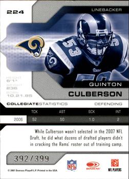 2007 Leaf Limited #224 Quinton Culberson Back