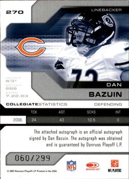 2007 Leaf Limited #270 Dan Bazuin Back