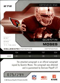 2007 Leaf Limited #272 Quentin Moses Back