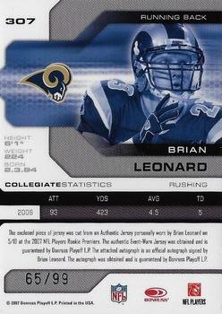 2007 Leaf Limited #307 Brian Leonard Back