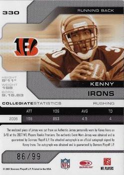 2007 Leaf Limited #330 Kenny Irons Back
