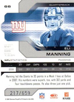 2007 Leaf Limited #66 Eli Manning Back