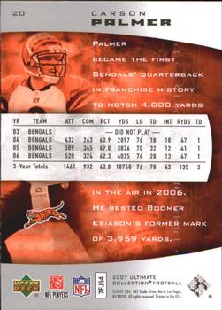 2007 Upper Deck Ultimate Collection #20 Carson Palmer Back