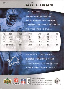 2007 Upper Deck Ultimate Collection #34 Roy Williams Back