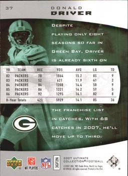 2007 Upper Deck Ultimate Collection #37 Donald Driver Back