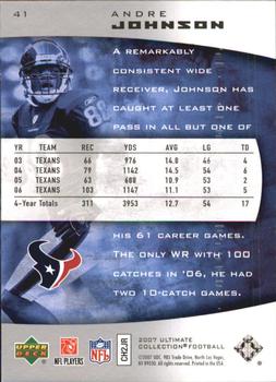 2007 Upper Deck Ultimate Collection #41 Andre Johnson Back