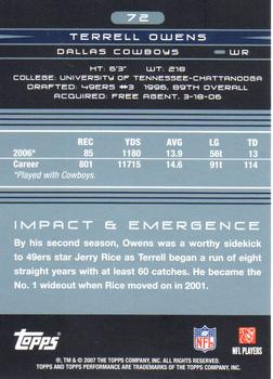 2007 Topps Performance #72 Terrell Owens Back