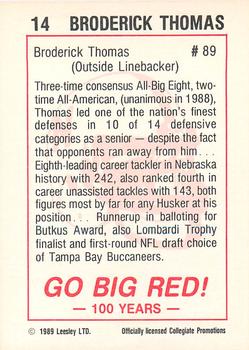 1989 Leesley Nebraska Cornhuskers 100 #14 Broderick Thomas Back